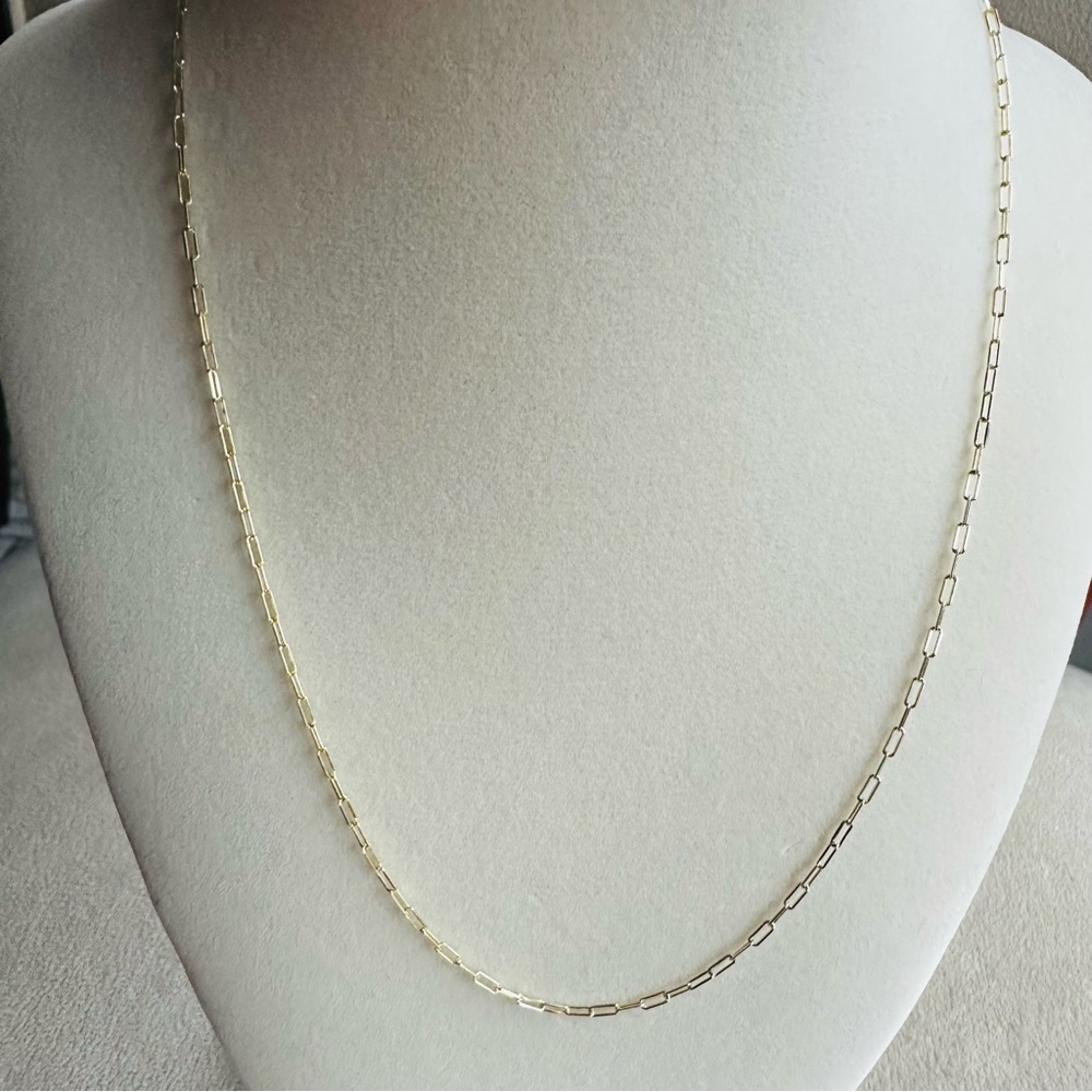 925 Italy Gold Over Sterling Silver Paperclip Chain Necklace | 18” Minimalist